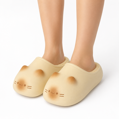 Pantuflas Peludas con Huella de Gato