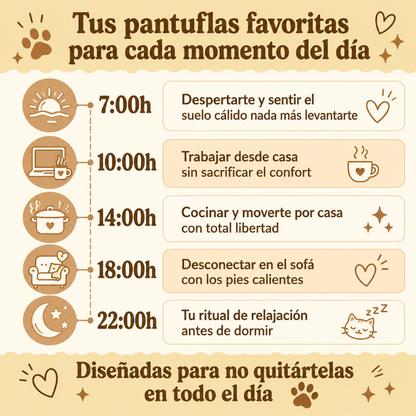 Pantuflas Peludas con Huella de Gato